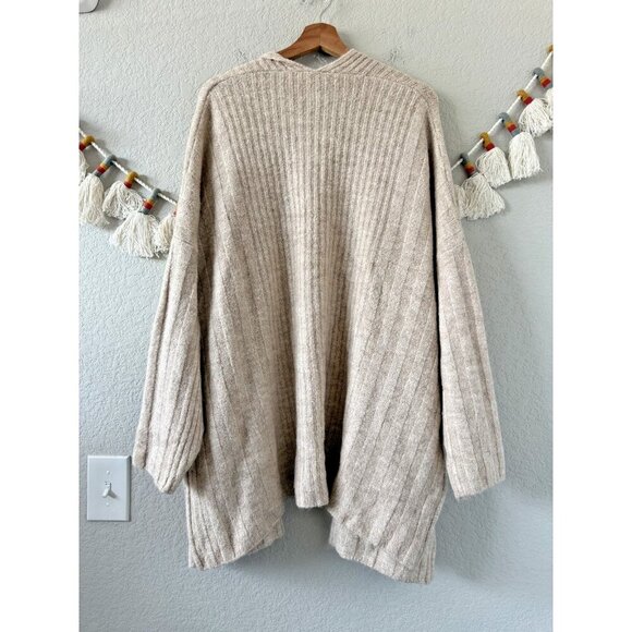 Topshop Ribbed Knit Oversized Open Front Longline Cardigan Cozy Neutral Boho 10 - Picture 2 of 9